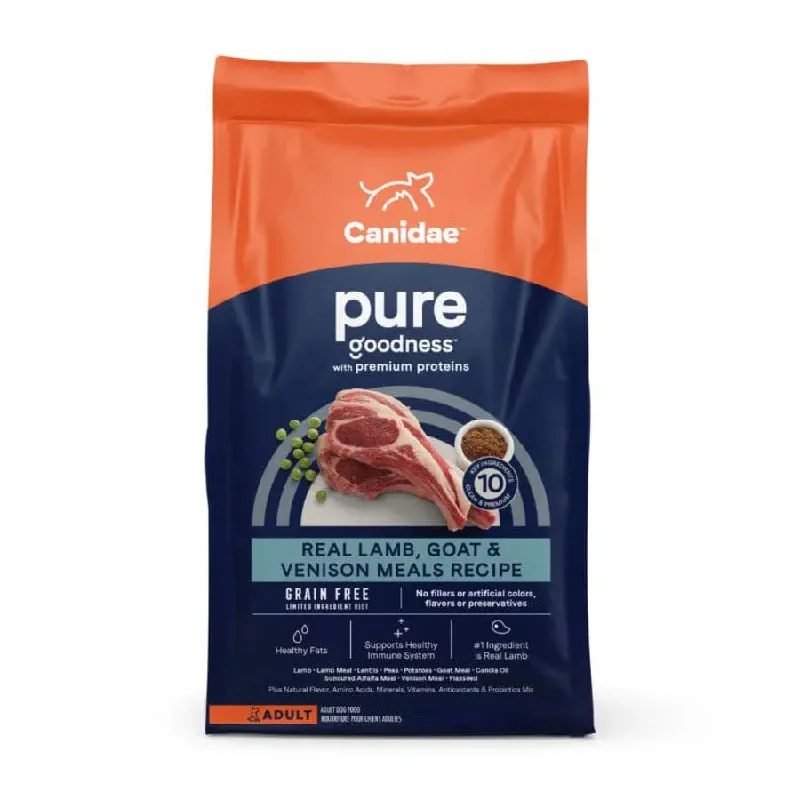 CANIDAE PURE Grain-Free Real Lamb, Goat & Venison Meals Recipe Good Dry Dog Food